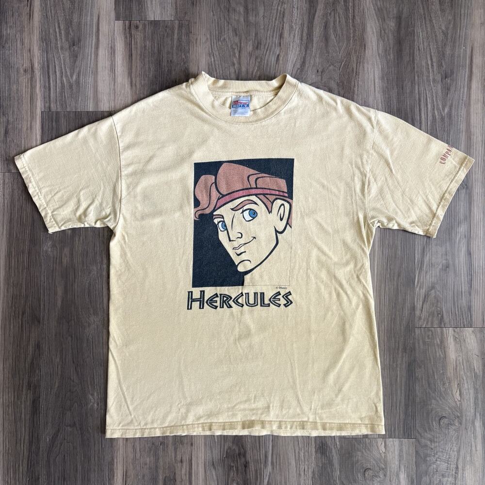 Vintage Disney Hercules T-Shirt Men's Size L Yellow 1990s RARE